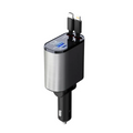 100W Metal Car Charger – Fast Charge 3 Devices at Once | USB-A + Dual USB-C | Retractable Cables